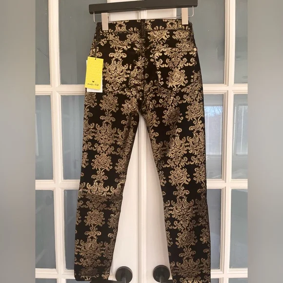 Velvet Stamped Gold Baroque print jeans, 7 For All Mankind - Picture 4 of 12